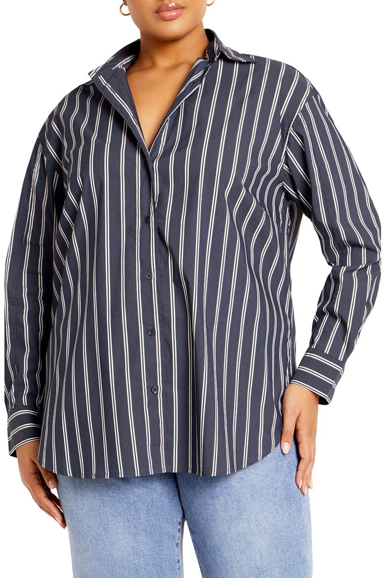 Celine Stripe Shirt, Main, color, NAVY