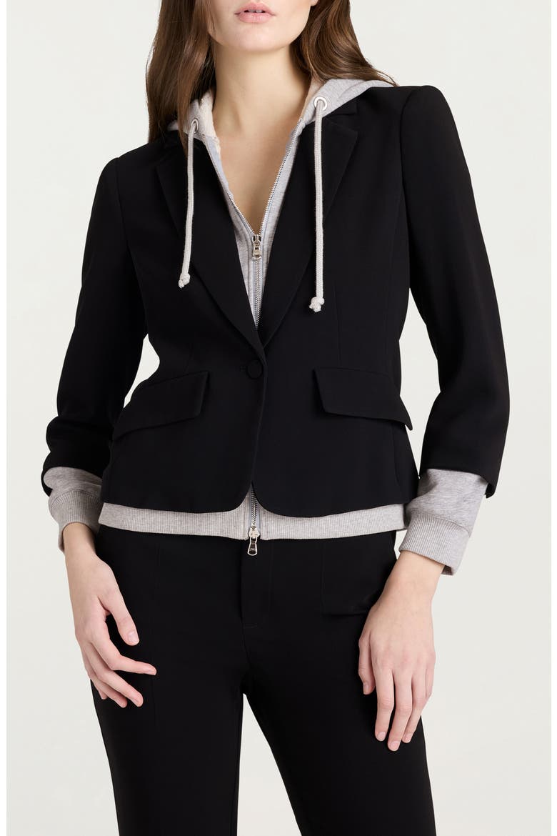Le Petite Khloe Zip-Up Hoodie Blazer, Main, color, BLACK/ HEATHER GREY
