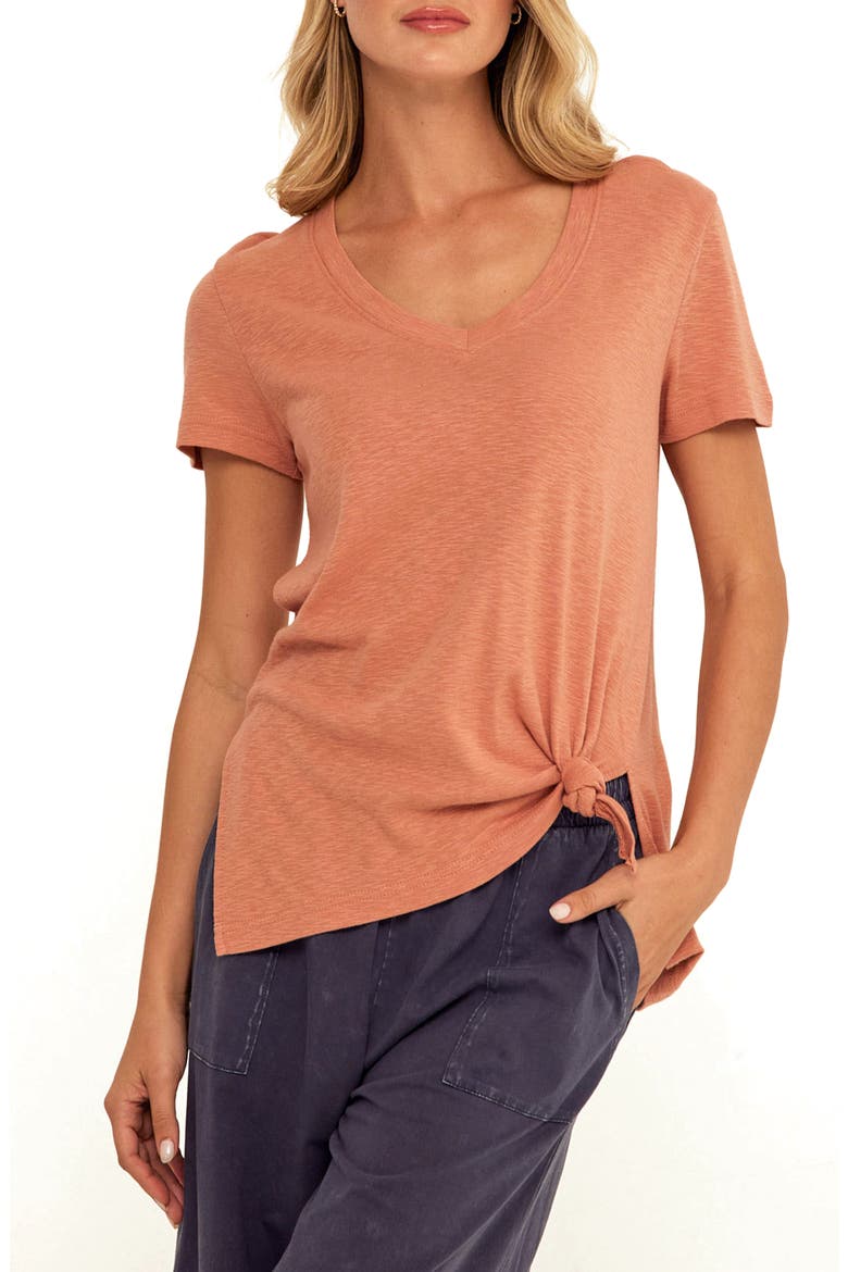 Norma Textured Slubbed Cotton Blend T-Shirt, Main, color, PEACH