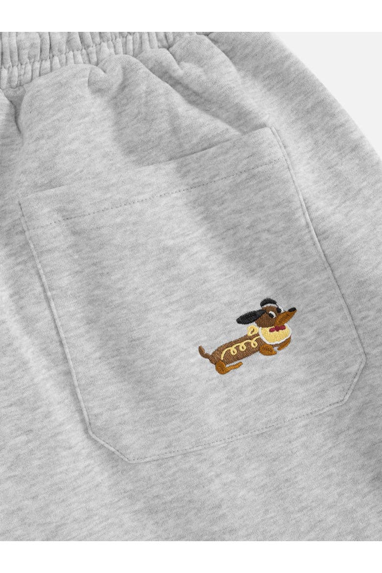 Embroidery Dog Baggy Barrel Sweatpants, Alternate, color, Grey