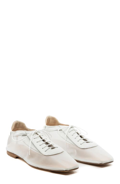 Andrea Gomez Antonia Leather-mesh Oxford Flats In White