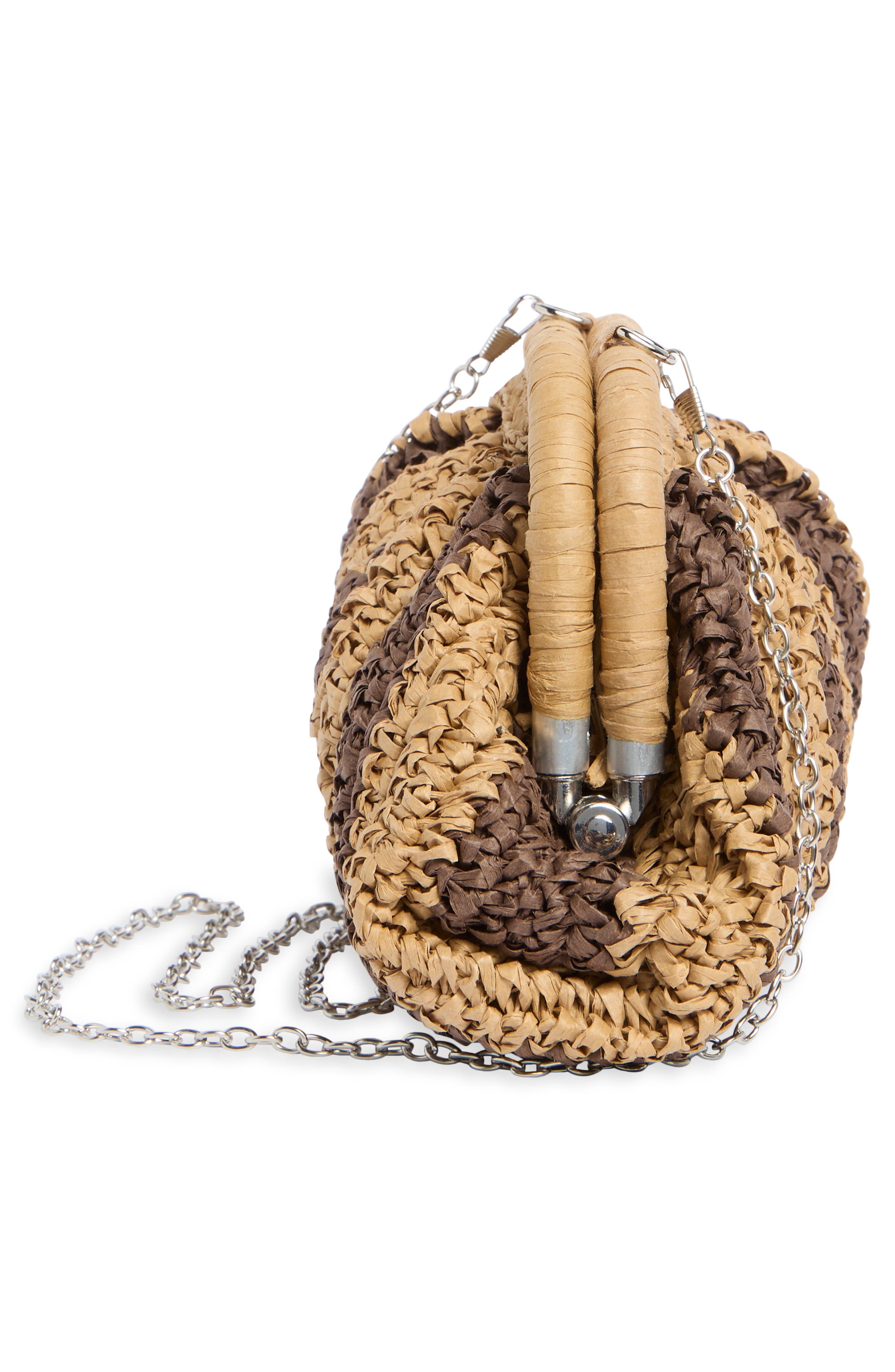 Collection XIIX Stripe Raffia Clutch, Alternate, color, Natural Brown