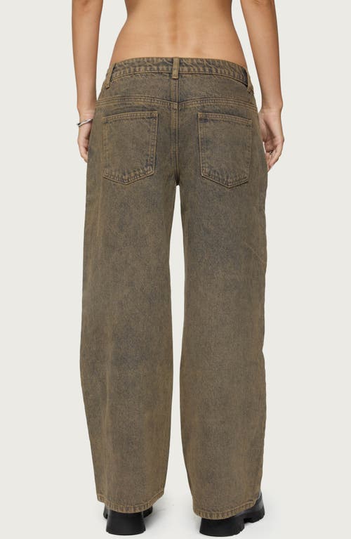 Edikted Petite Zahra Mud Wash Low Rise Colored Wash Jeans In Green