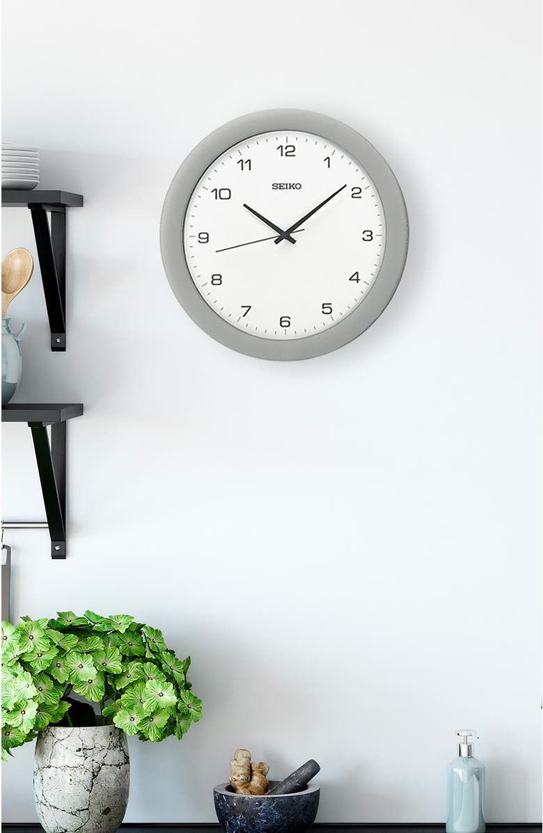Seiko Metallic Silver Wall Clock, Alternate, color, Silver
