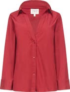 TWP Deep V-Neck Cotton Button-Up Shirt