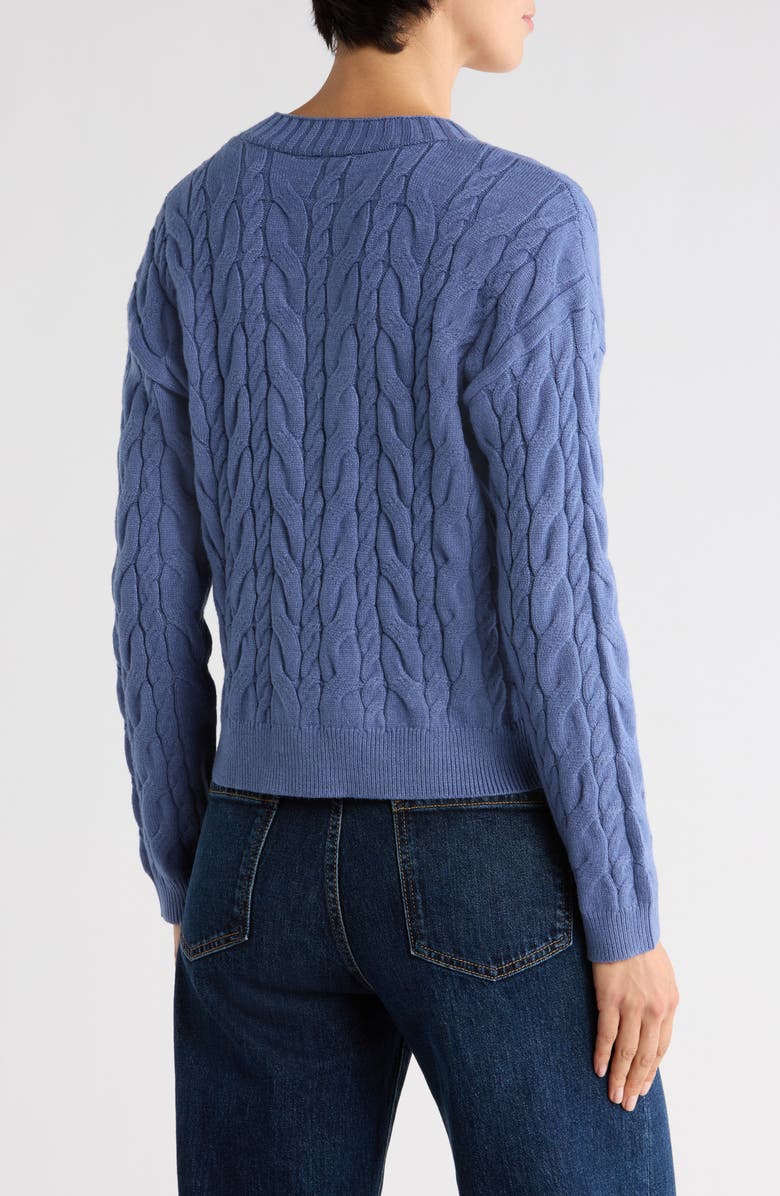 CYRUS Cable Knit Crop Cardigan, Alternate, color, New Jeans Heather