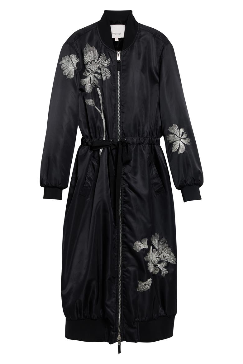 Celestina Embroidered Coat, Alternate, color, BLACK