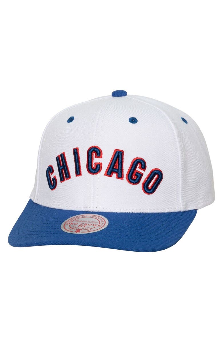 Mitchell & Ness Men's Mitchell & Ness White Chicago Cubs Cooperstown Collection Pro Crown Snapback Hat, Main, color, White