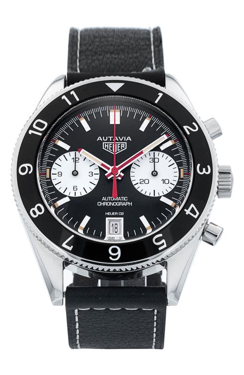 Watchfinder & Co. Tag Heuer Preowned Autavia Leather Strap Watch, 42mm in Black at Nordstrom