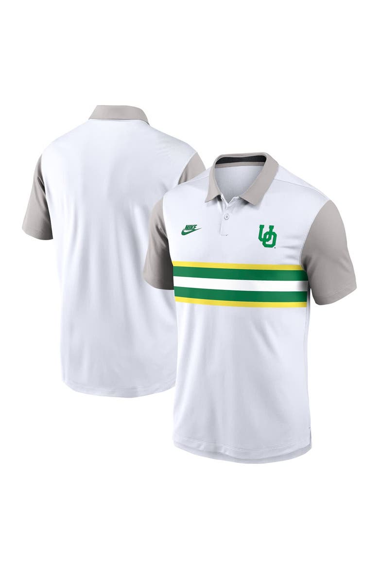 Men's Nike White/Gray Oregon Ducks Athletic Prep Legacy Logo Vapor Performance Polo, Alternate, color, White