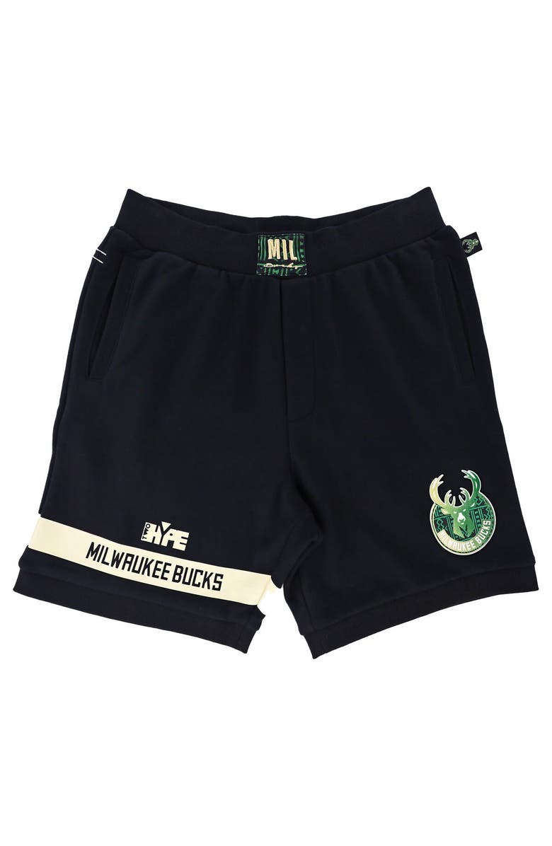 Two Hype Unisex NBA x Two Hype  Black Milwaukee Bucks Culture & Hoops Premium Classic Fleece Shorts, Alternate, color, Black