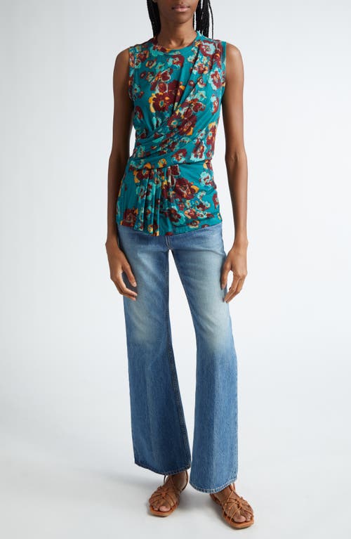 Ulla Johnson Naia Floral Print Sleeveless Top In Jade Floral