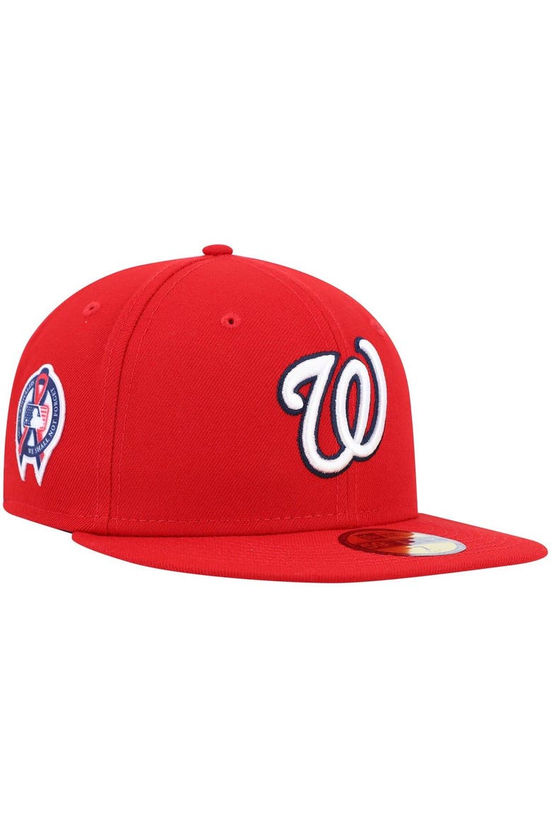 Men's New Era Red Washington Nationals 9/11 Memorial Side Patch 59FIFTY Fitted Hat, Main, color, Red