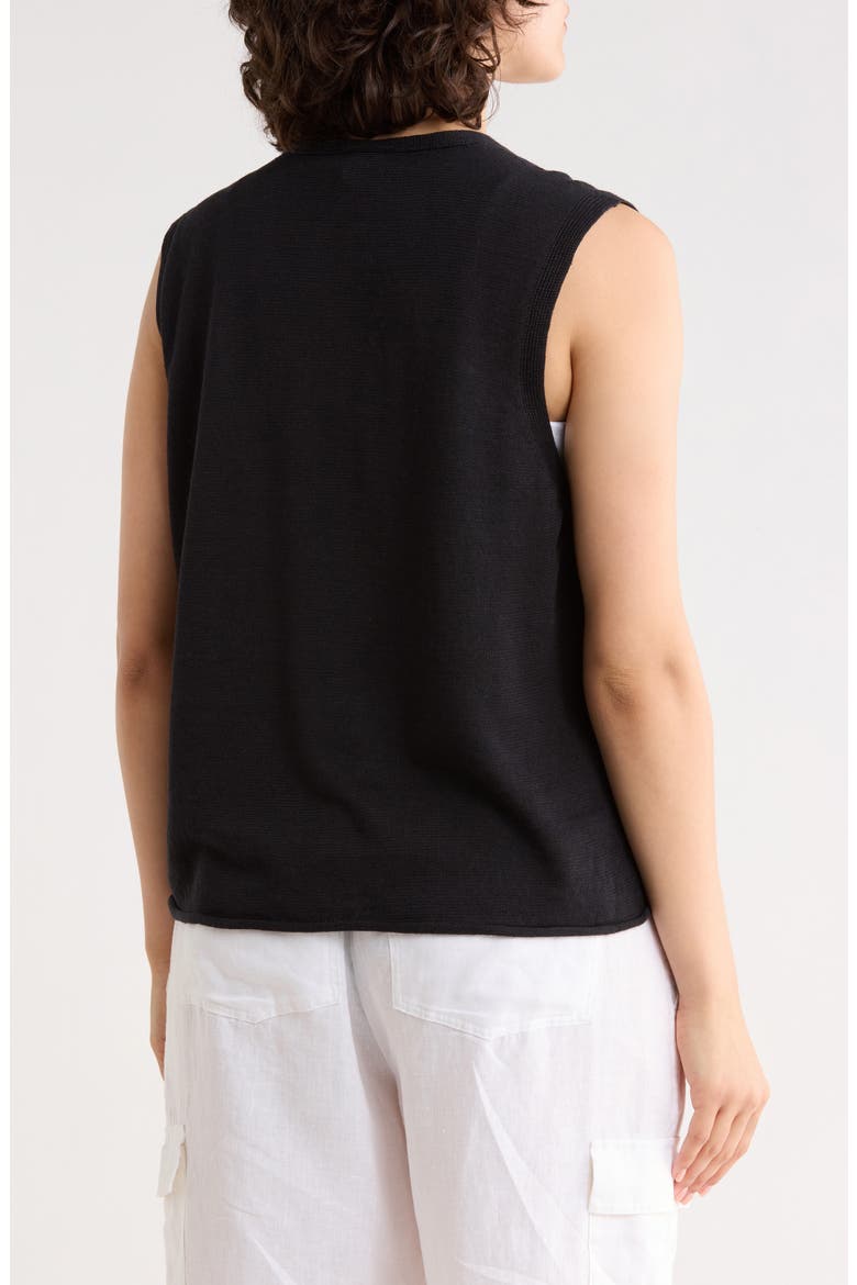 Tie Front Sweater Vest, Alternate, color, BLACK