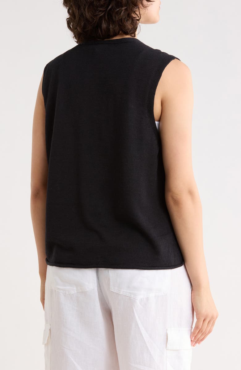 Eileen Fisher Tie Front Sweater Vest, Alternate, color, Black
