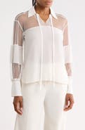 Rebecca Taylor Silk Crepe de Chine Lace Mix Top