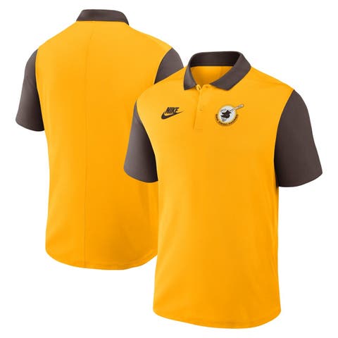 Men's Nike Gold/Brown San Diego Padres Cooperstown Collection Color-Block Victory Performance Polo