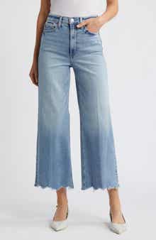 Pistola Lana Raw Hem Ankle Wide Leg Jeans