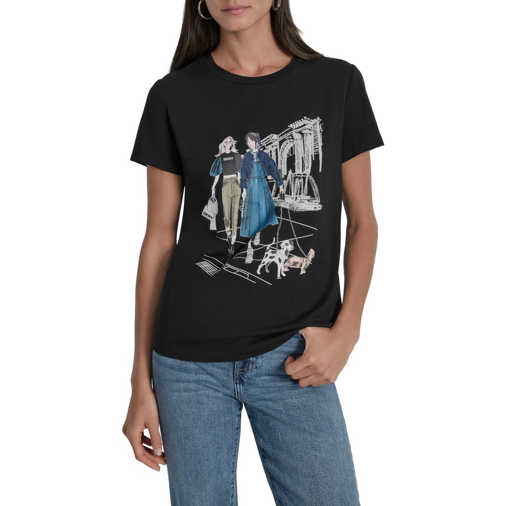 Dkny Met Museum Conversational Graphic T-shirt In Black