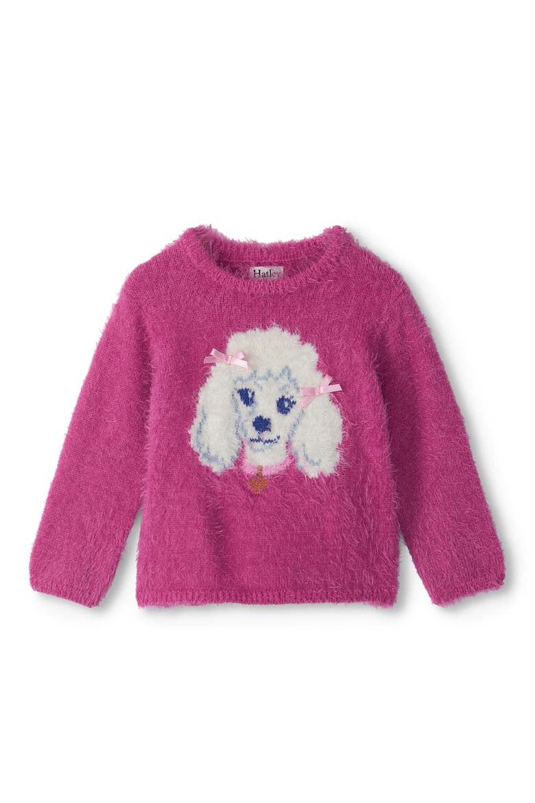 Kids' Posh Poodle Furry Sweater, Main, color, ROSE VIOLET
