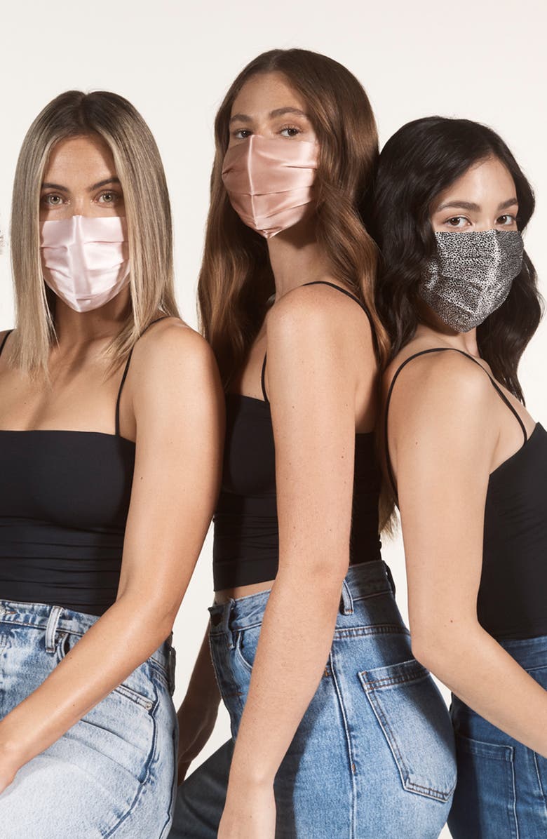 slip Pure Silk Adult Pleated Face Covering, Alternate, color, Leopard