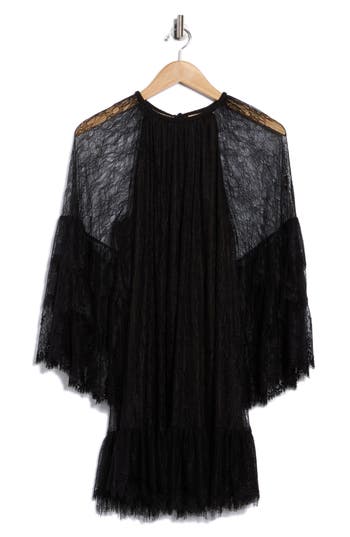 Alice And Olivia Alice + Olivia Delia Ruffle Long Sleeve Dress In Black