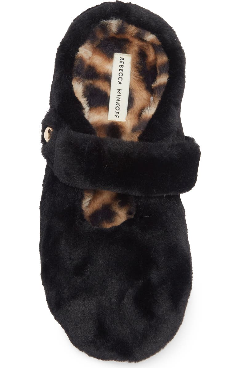 Rebecca Minkoff Beck Faux Fur Slipper, Alternate, color, Black