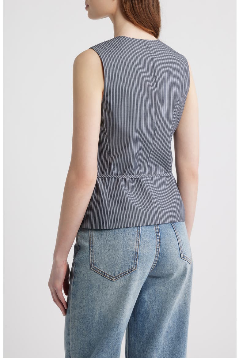 Paulette Stripe Tie Waist Poplin Vest, Alternate, color, SALST