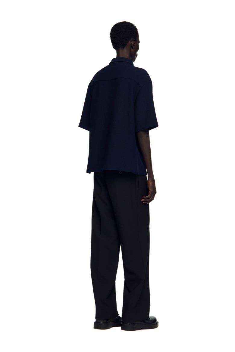 Textured shark collar shirt, Alternate, color, Navy blue