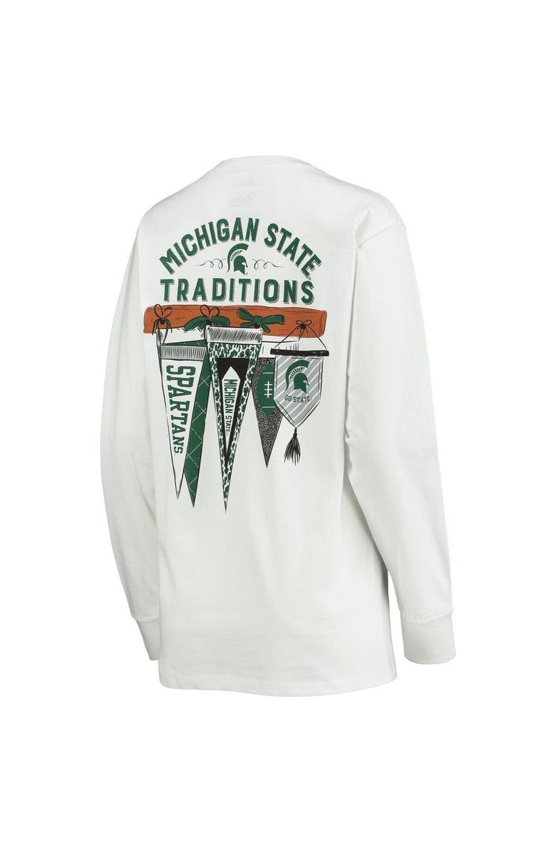 PRESSBOX Women's Pressbox White Michigan State Spartans Traditions Pennant Long Sleeve T-Shirt, Alternate, color, 