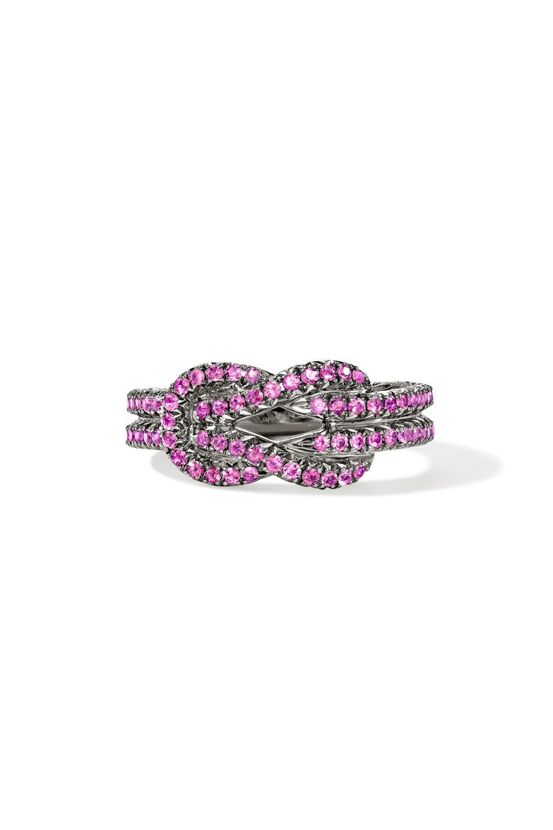 Love Knot Ring, Sterling Silver, Pink Sapphire, 3.6mm, Main, color, SILVER