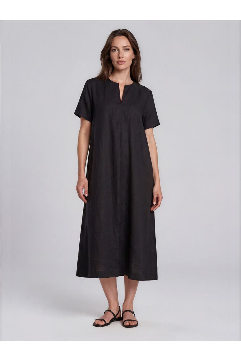 Manipani Linen Tunic Dress, Main, color, Black