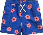 MILES BABY Monstera Leaf Print Swim Trunks