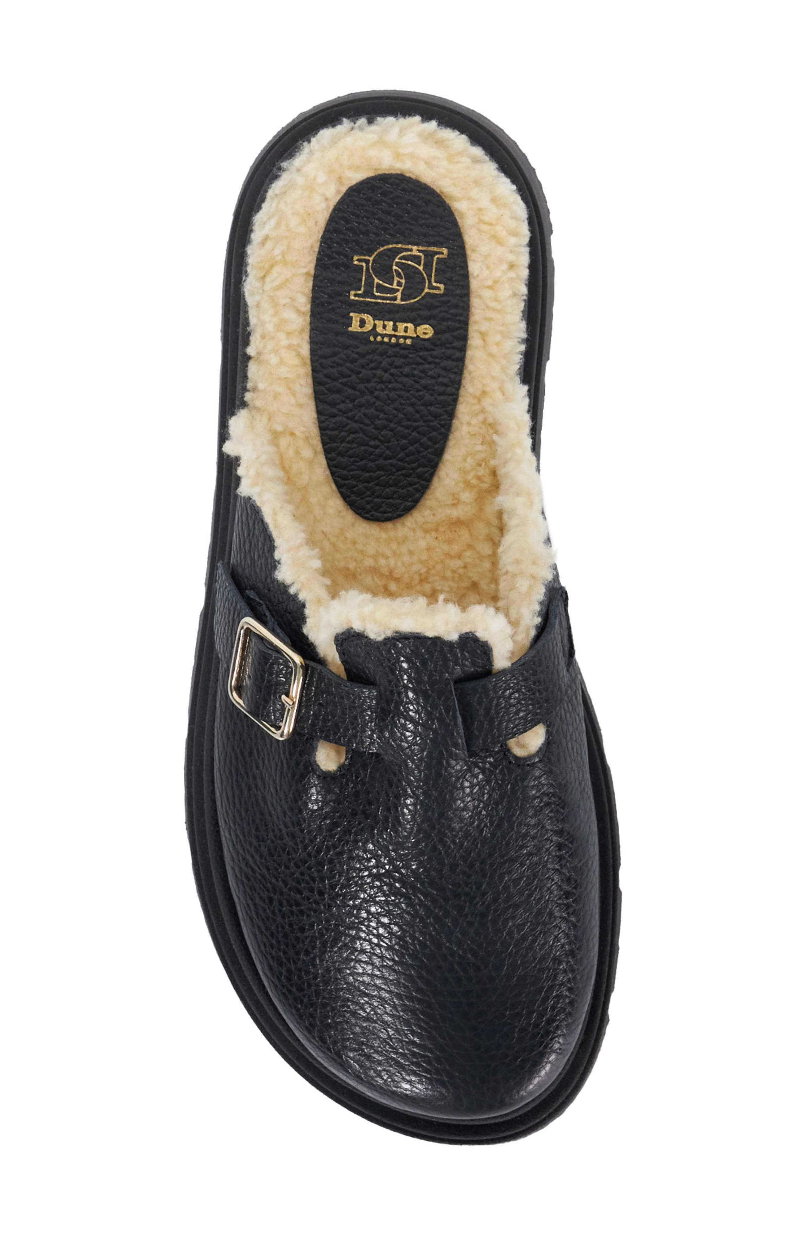 Dune London Gene Faux Shearling Slipper, Alternate, color, Black