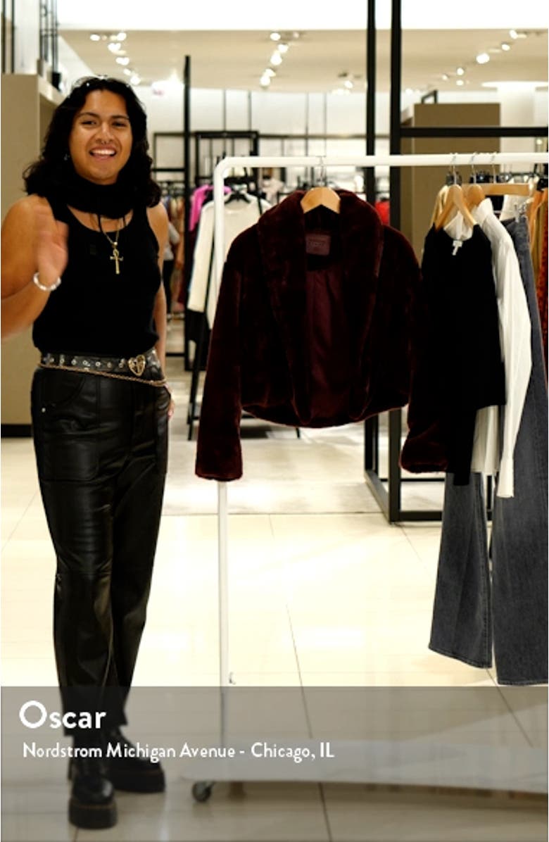Shawl Collar Faux Fur Crop Jacket, sales video thumbnail