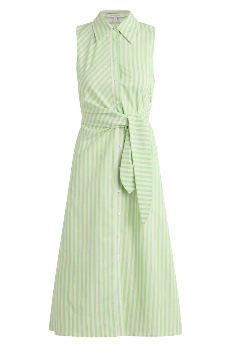 Good Behavior Stripe Tie Front Cotton Blend Midi Shirtdress, Alternate, color, KIWI/ IVORY STRIPE