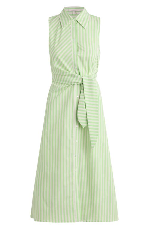 Favorite Daughter Good Behavior Stripe Tie Front Cotton Blend Midi Shirtdress