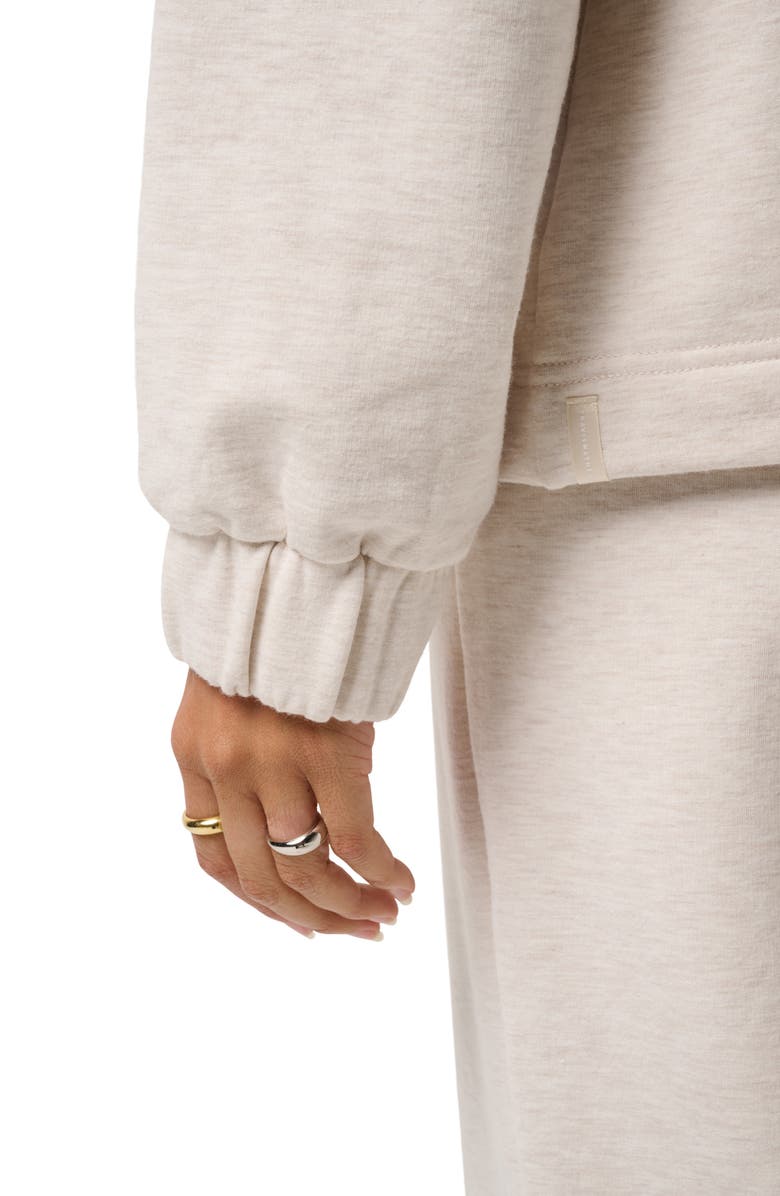 TravisMathew Cloud Fleece Clubside Half Zip Sweatshirt, Alternate, color, Heather Brazilian Sand