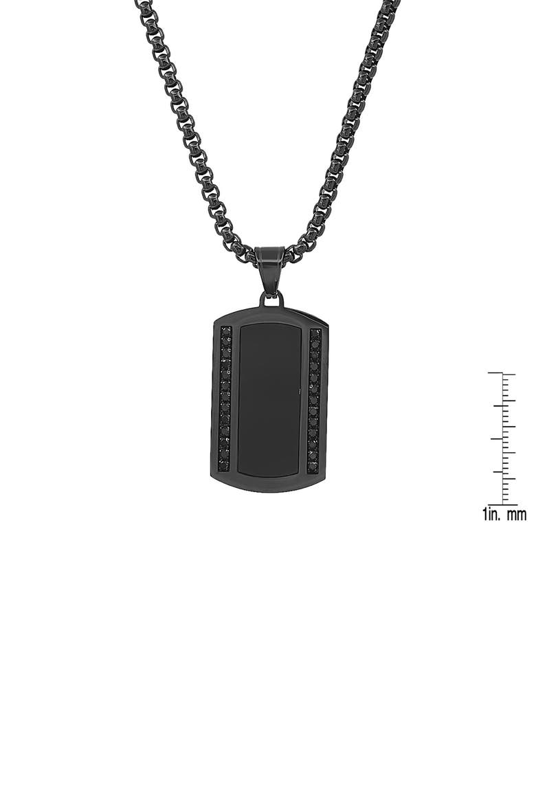 Stainless Steel Black Simulated Diamond Dogtag Necklace, Alternate, color, BLACK