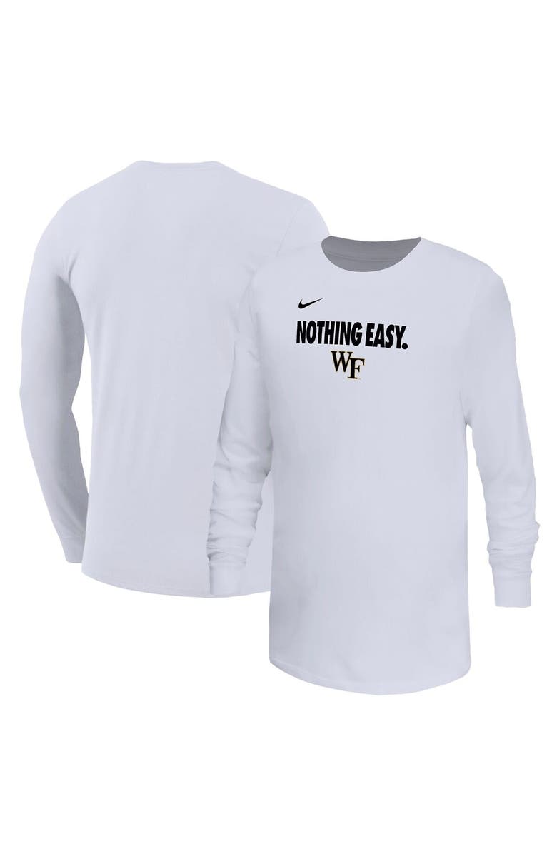 Nike Youth Nike White Wake Forest Demon Deacons 2025 On-Court Bench Long Sleeve T-Shirt, Main, color, 