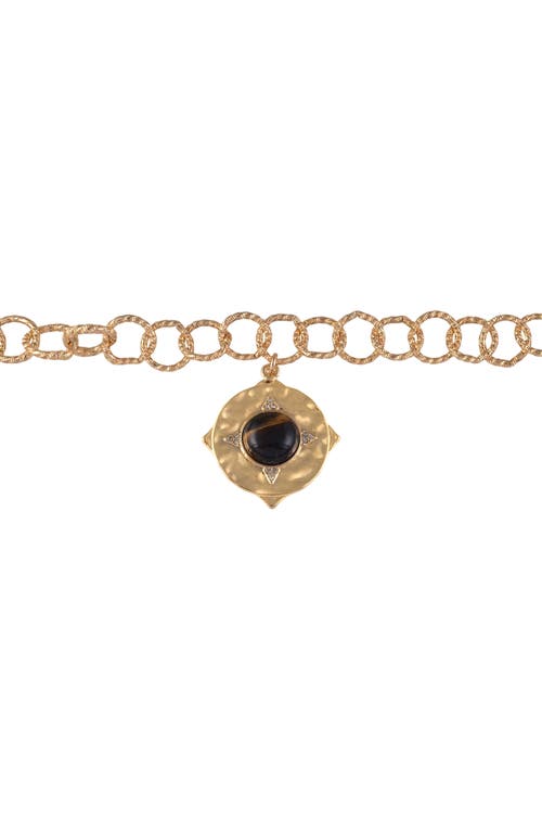 Rachel Roy Tiger's Eye Pendant Necklace In Gold