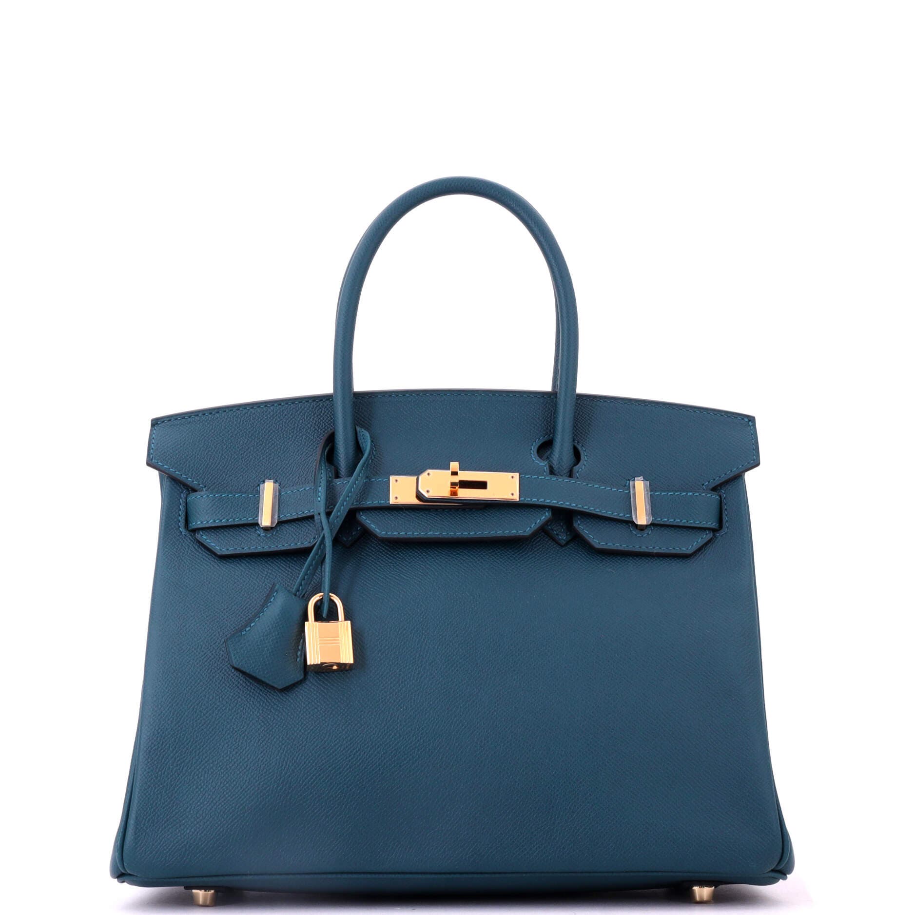 Birkin Handbag Blue Epsom with Gold Hardware 30, Main, color, Blue