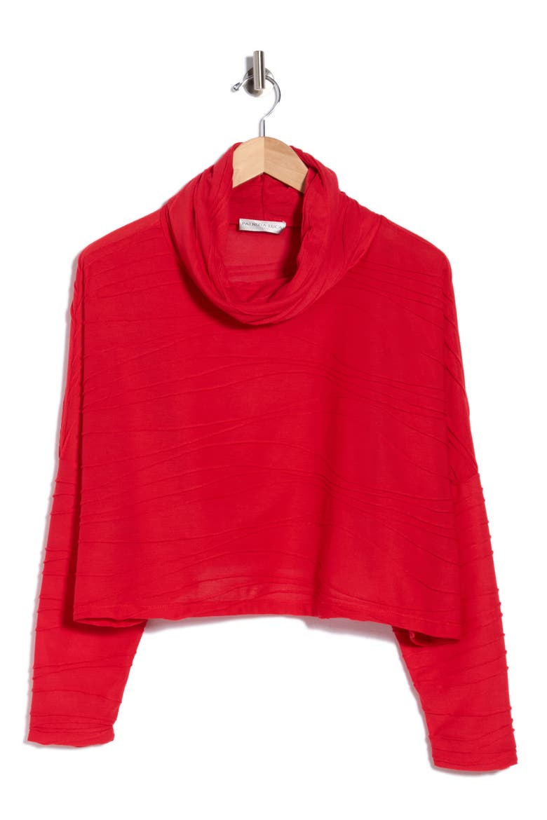 Wavy Cowl Neck Top, Alternate, color, RED