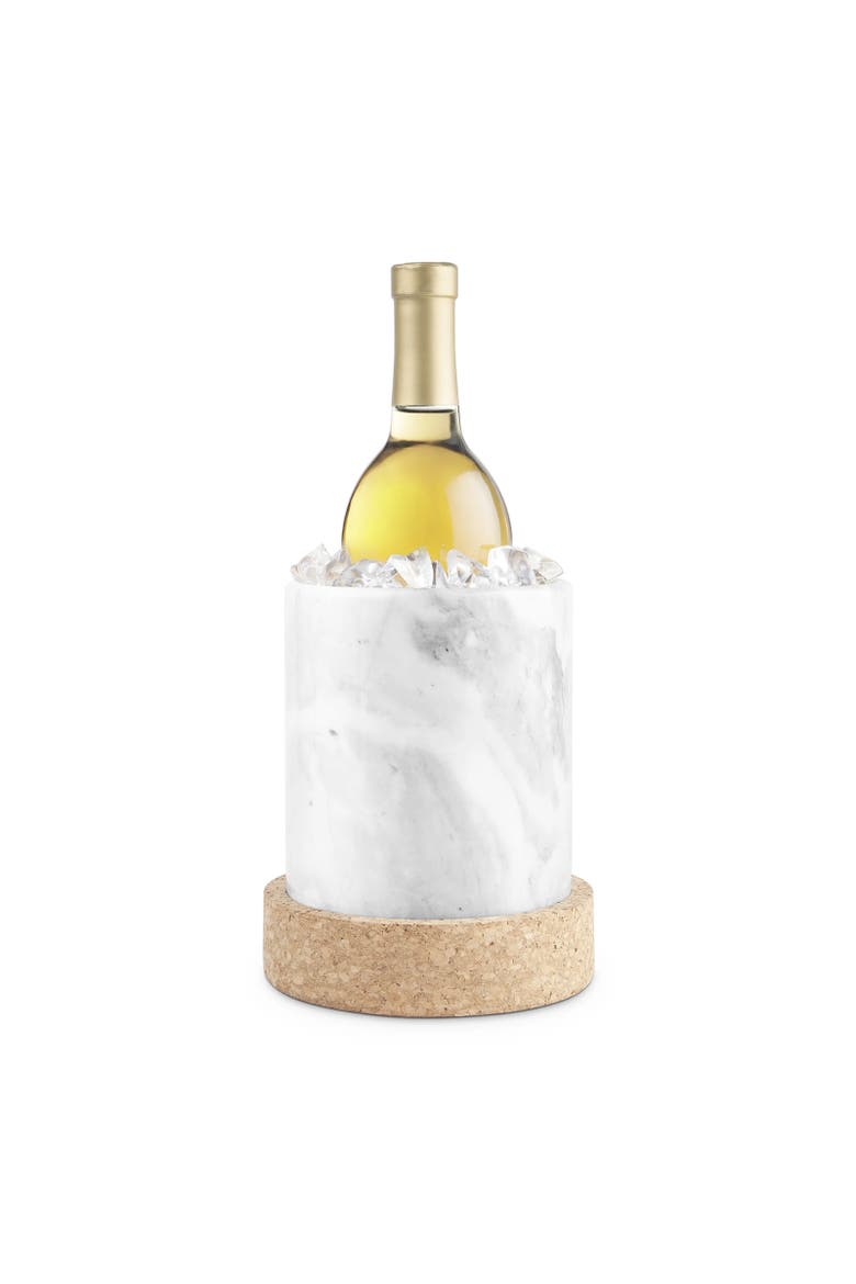 Large Cork & Marble Wine Chiller, Natural Marble & Portuguese Cork, Alternate, color, White