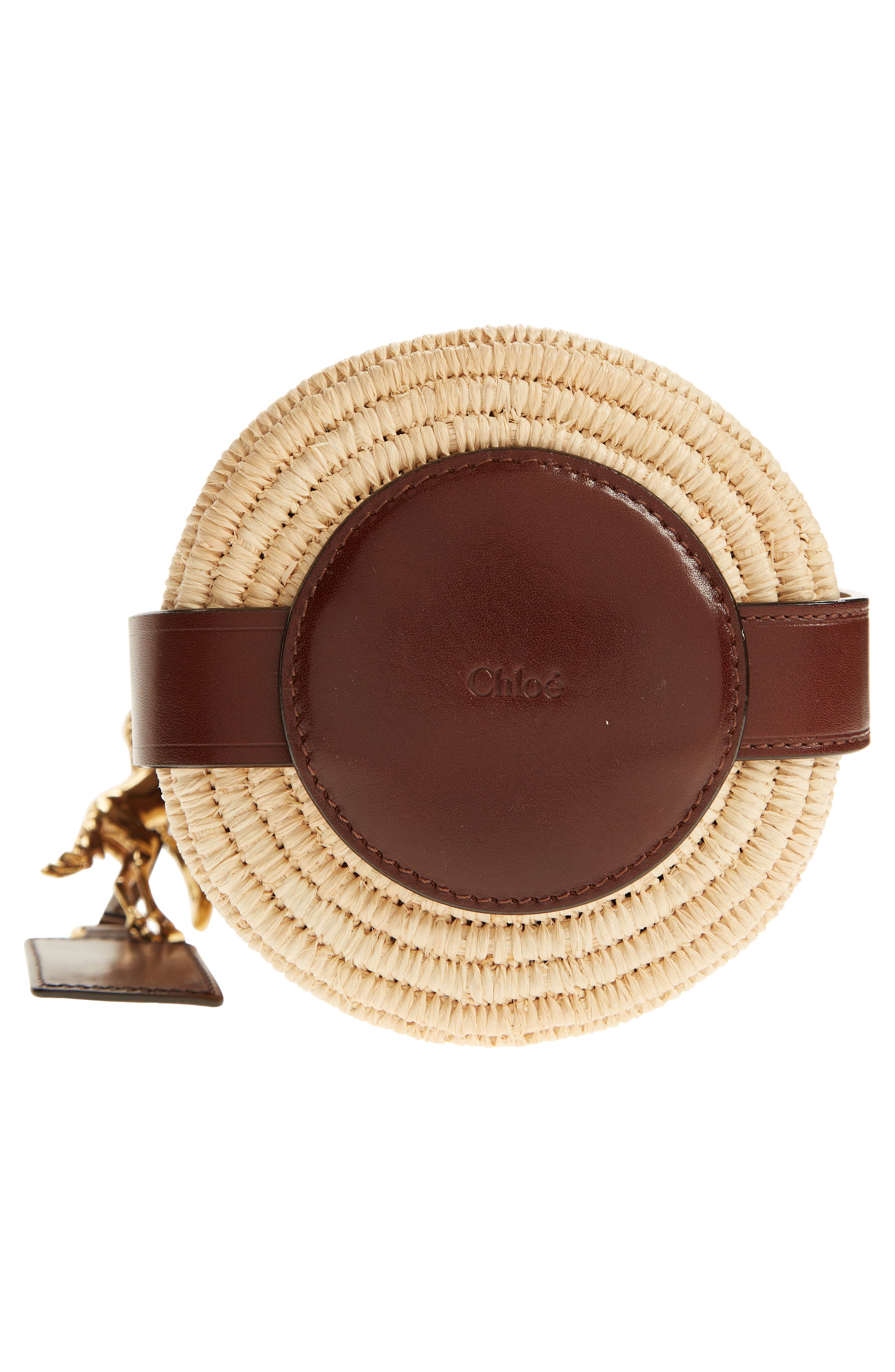 Chloé Small Kerala Straw & Leather Bucket Bag, Alternate, color, 