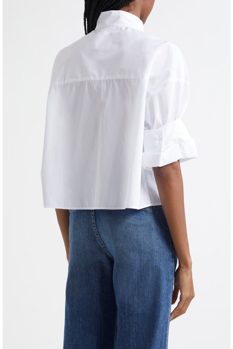 Next Ex Tie Neck Crop Shirt, Alternate, color, WHITE