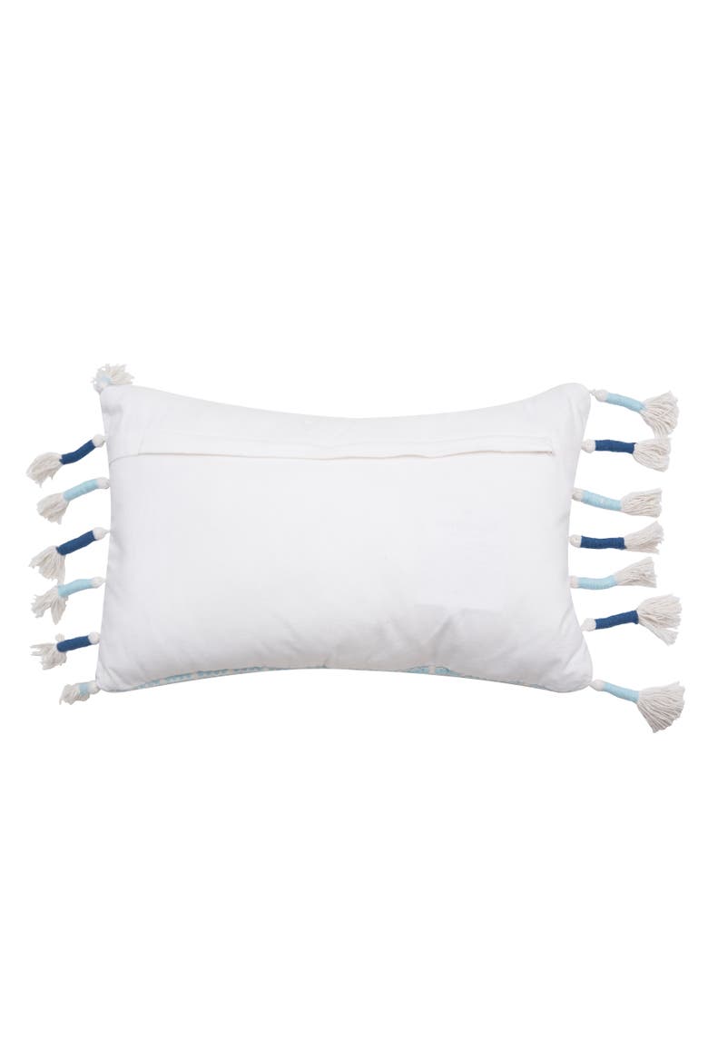 Bethel Hand Woven Geometric Cotton Decorative Throw Pillow, Alternate, color, Blue
