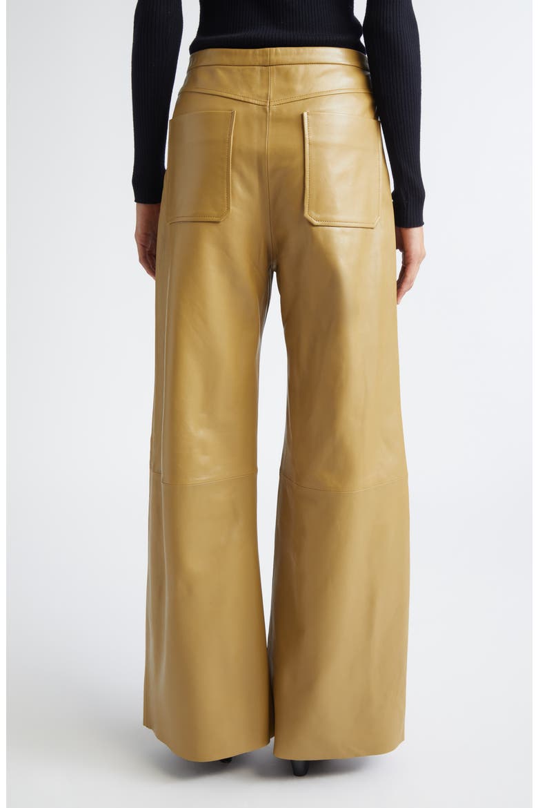 Rowena Wide Leg Leather Trousers, Alternate, color, OLIVE