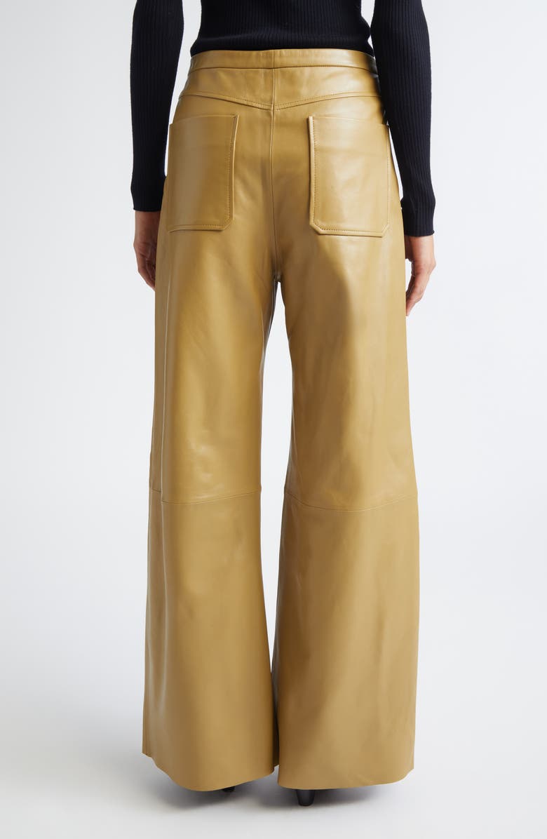 Stand Studio Rowena Wide Leg Leather Trousers, Alternate, color, Olive