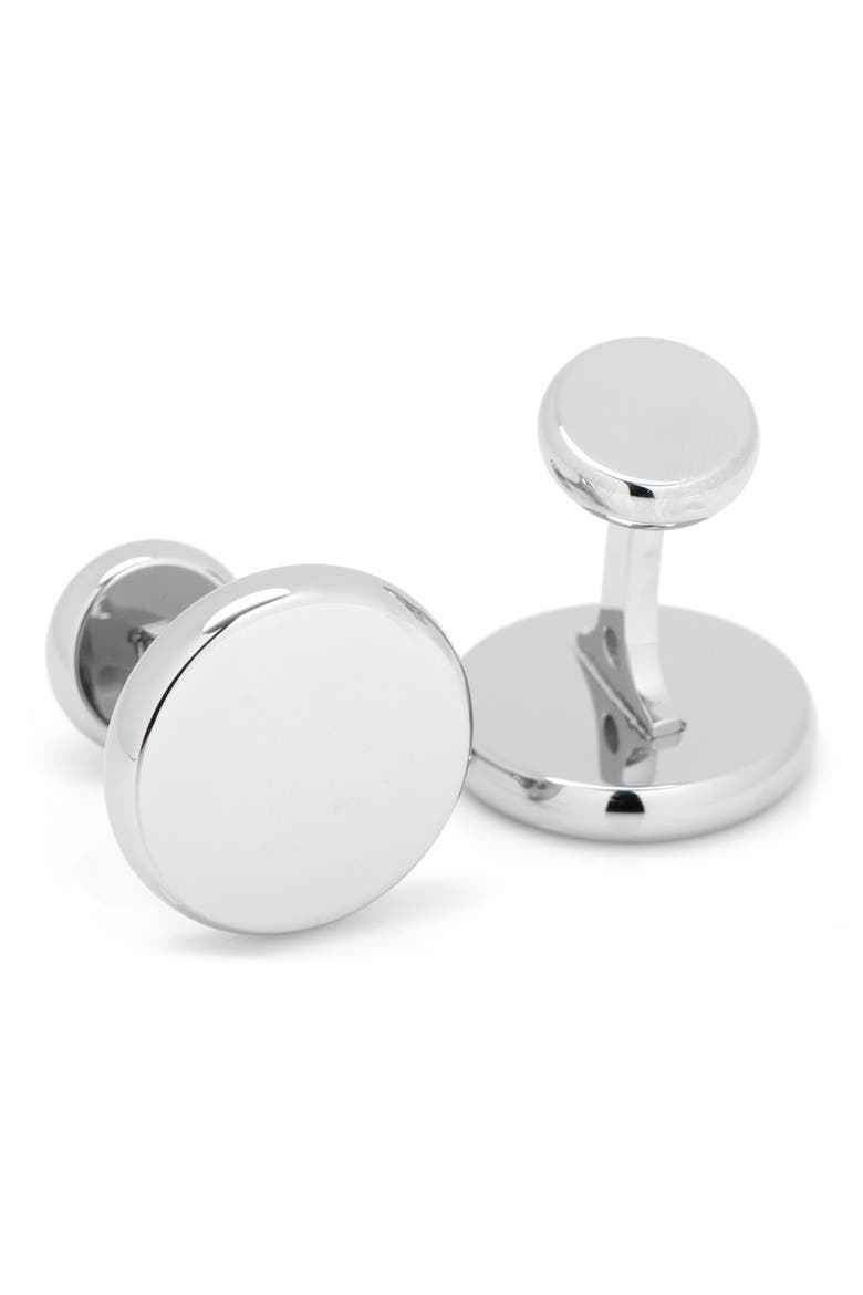 Round Stainless Steel Cuff Links, Alternate, color, SILVER